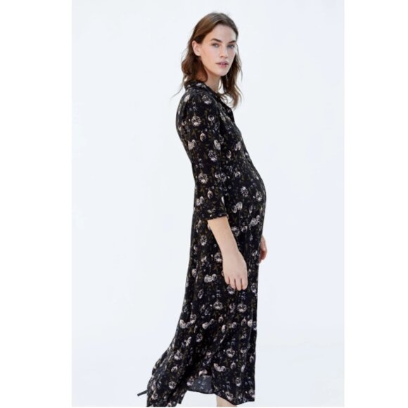 Zara Floral Printed Long Sleeve Maxi Dress - Picture 2 of 9